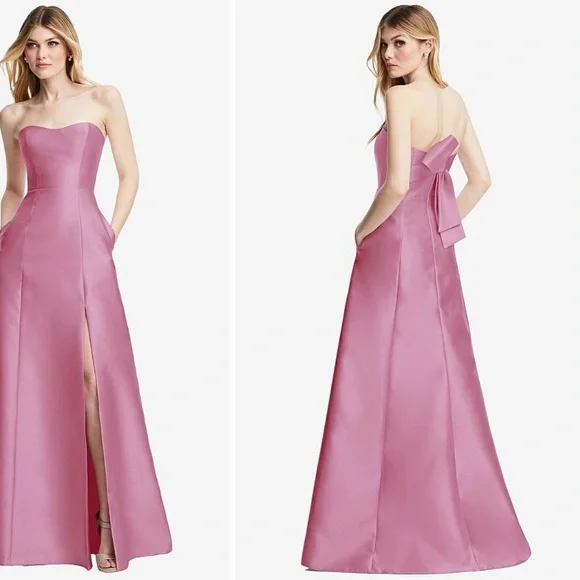 ALFRED SUNG Pink Strapless Maxi Dress - Picture 7 of 11